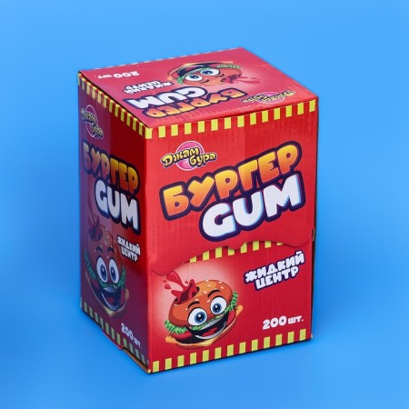 Chewing gum "Mr. Burger" with a liquid center, Boxing display, 4.5 g