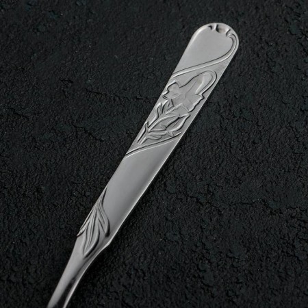 Dessert spoon "Flowers", h = 14.5 cm, thickness 1.5 mm, silver color-2
