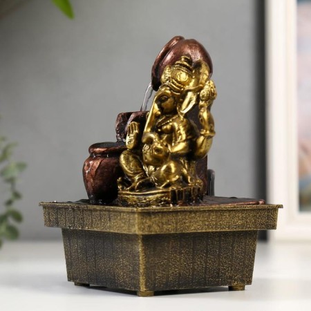 Ganesha fountain with jugs gold 19.5x13.5x10 cm-1