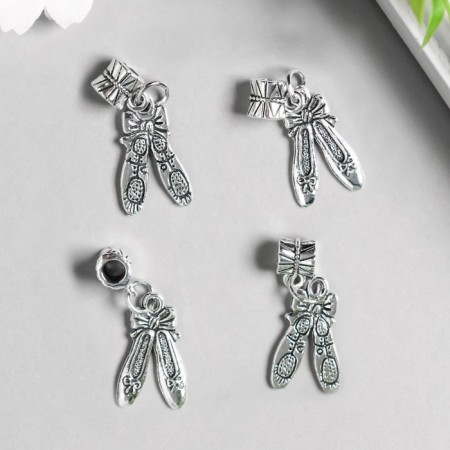 Bale with suspension metal for creativity "Ballet shoes" silver 3 cm-1