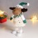 Interior doll "Losik in a green cap, and a white outfit with golden patterns" 30x10x14 cm