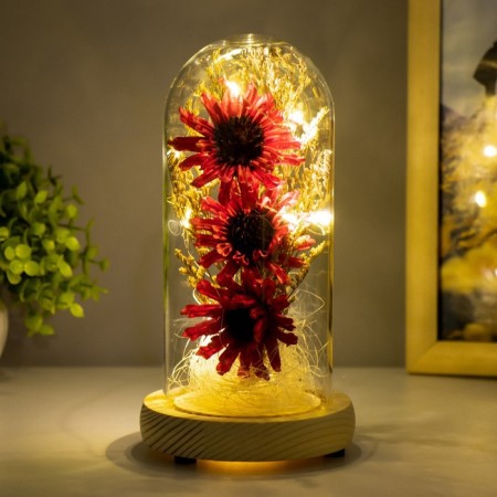 Nightlight "burgundy flowers" LED from batteries 3xlr44 10x10x20 cm Risalux-2