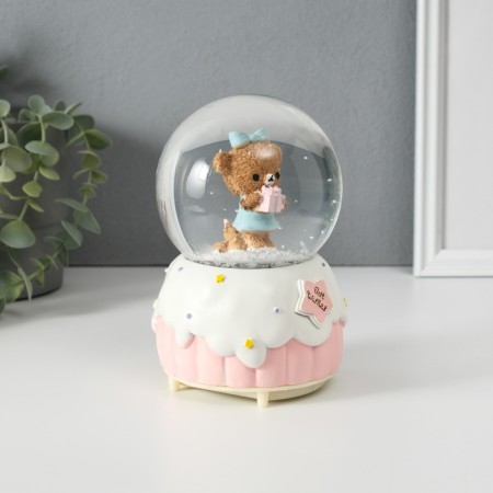 Souvenir Polystone Water Ball Light, Music "Bear and Cake" MIX 10.2x10.2x15.8 cm-5