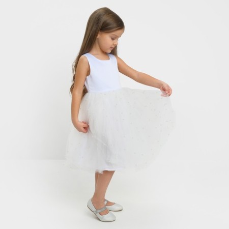 Children's dress with beads kaftan p. 30 (98-104 cm), white-14
