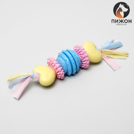 Chewing toy for dogs Premium Piggon on a rope, 5 elements, thermoplastic rubber, mix