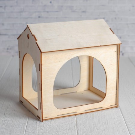Wooden birdhouse - bird feeder, open-4