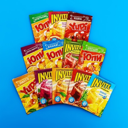 Invite soluble drink and Jupy, assorted, 12 pcs