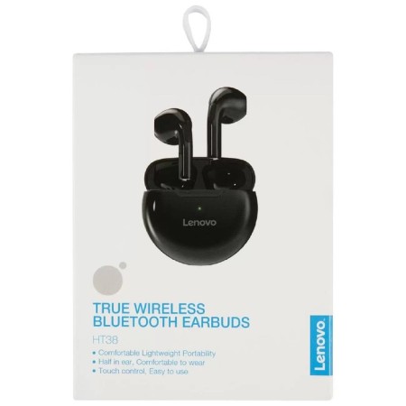 Wireless headphones Lenovo HT38, TWS, inserts, microphone, BT 5.0, 250 mAh, black-2