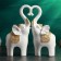 Figure "Elephant - a trunk heart" set 2pcs, 22x11cm, white with gold