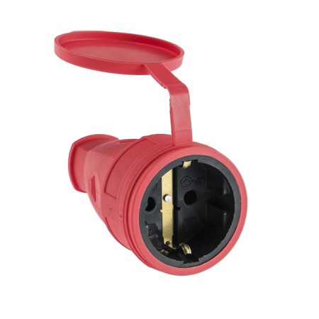 Forest socket 16-005, 16 A, 250 V, IP44, with salary, with a plug, rubber, red