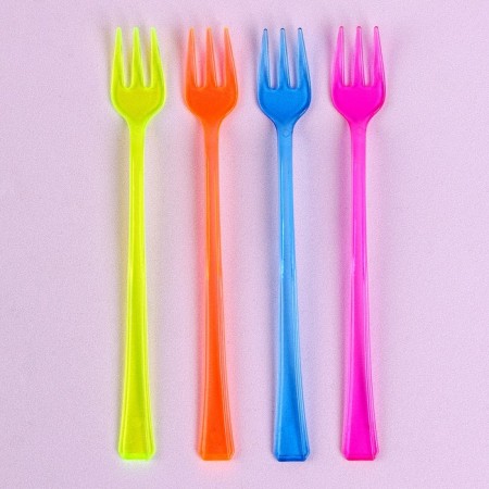 Plastic forks, in a set 12 pieces, color mix