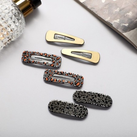 Invisibility for hair "Beatrice" (set of 6 pcs) Leo Lux, 5 cm, gold-1