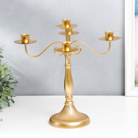 Summary Metal for 5 candles "Provence" gold 32x32x32 cm-2