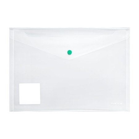 A4 button folder-convert, 160 μm, Erichkrause Glossy Clear, glossy, with a colored button, transparent, mix-2