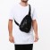 Male sling bag, artificial leather, headphone opening, black color