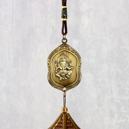 Wind Music Metal "Ganesha on the Medallion" 3 bells 43 cm-1