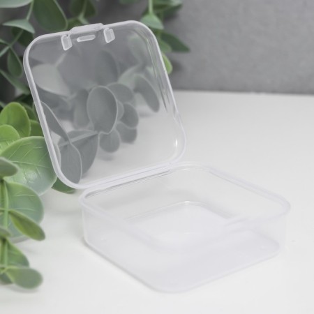 Casket Plastic for little things "Square" Transparent 2x5.5x5.5 cm-2