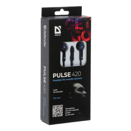 Headphones Defender Pulse 420, vacuum, microphone, 105 dB, 32 Ohm, 3.5 mm, 1.2 m, black and blue-3