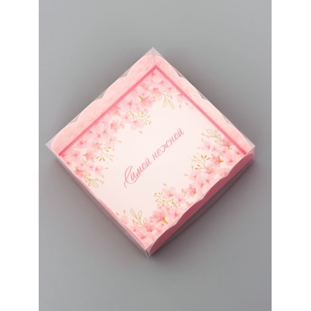 Cookie box, confectionery packaging, "tender", 9 x 9 x 3 cm-2