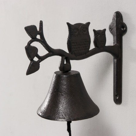 Bell souvenir cast iron "Owl with a hood on the branch" 20x10.5x17 cm