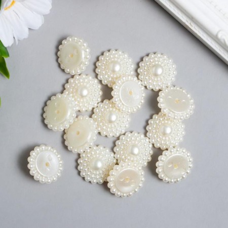 Decor for creativity plastic "Pearl sphere" set 15 pcs 1x2.2x2.2 cm