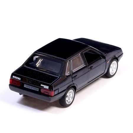 Metal machine LADA -21099, retro - Model "Satellite", doors, trunk, inertia, 12 cm, black are opened-2