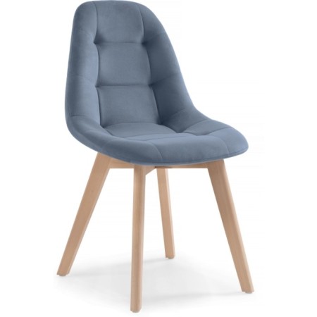 Wooden stool Filip an array of beech/velor, natural/blue 46x53x83 cm