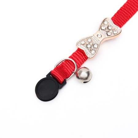 Cat Aznikiy "Bow" with rhinestones, 30 x 1 cm, red-6