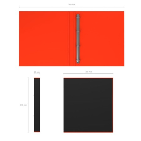 Folder on 4 rings A4, Erichkrause Accent, 35 mm, 1750 μm, black/red-2