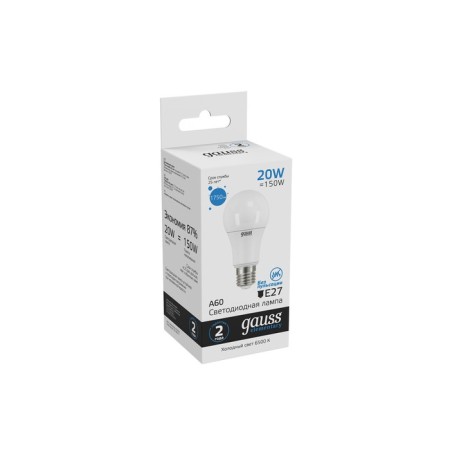 LED LED ELEMENTARY 20W A60 GREVED 6500K cold. Bel. E27 1750LM Gauss 23239-2