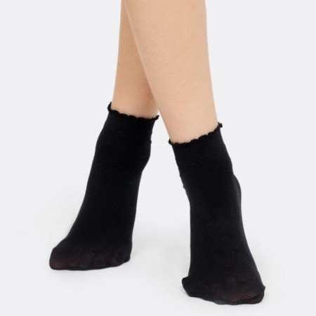 Kapron noski children, black color/polka dots, size 20-22