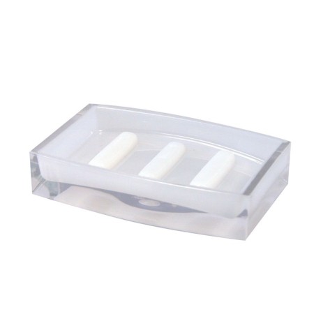 Axentia Priamos soap dish rectangular of white acrylic, 12.5x8.5x2.5 cm