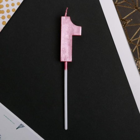 Candle for the cake, the number "1", pink.-3