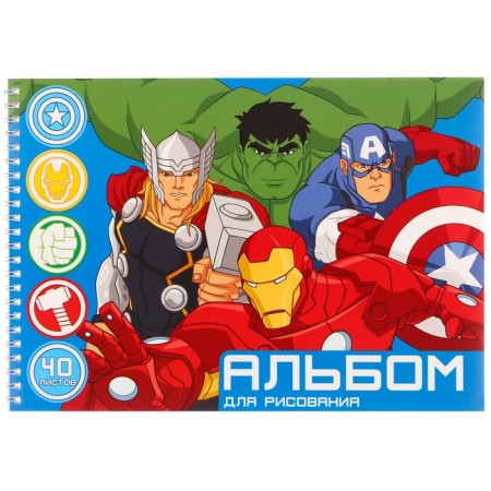 Album for drawing A4, 40 sheets 100 g/m², on the spring, avengers-3