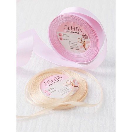 Satin tape, 25 mm × 23 ± 1 m, color warm lilac No. 45-1