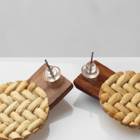 Vacanda Earrings Style, braid, white-brown color-1