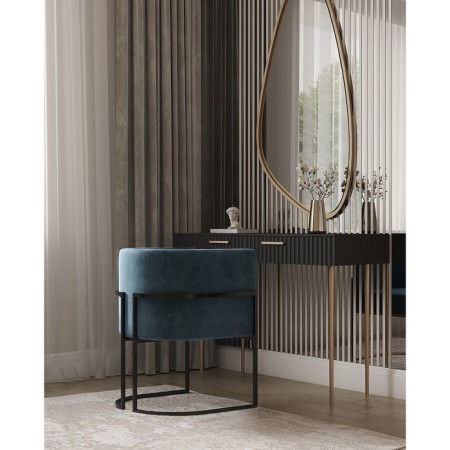 Armchair "Luna", 60 × 64 × 77 cm, blue color, black frame-2