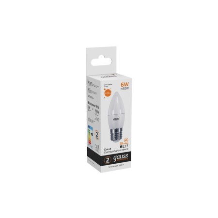 LED LED ELEMENTARY 6W candle 3000K TEPP. Bel. E27 420lm Gauss 33216-2