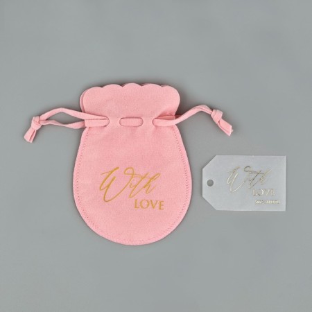 Suede bag “with love”, red, embossing, 9 × 12 cm-5