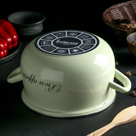 Lime pan, 4 l, glass cover, induction, color light green-2
