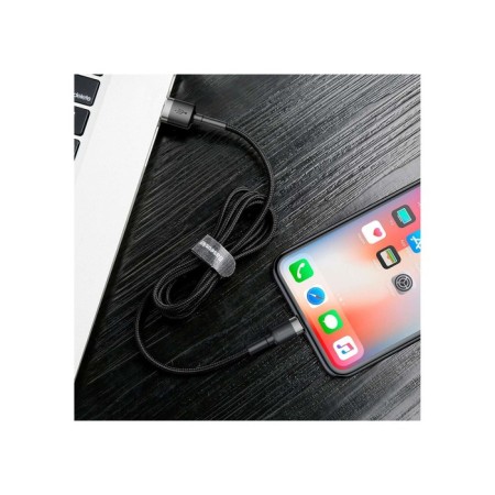 Baseus cable, Lightning - USB, 2.4 A, PVC braid, 1 m, black -gray-7