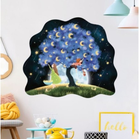 Sticker Plastic Interior color "Wood on the background of the moon" 30x45 cm