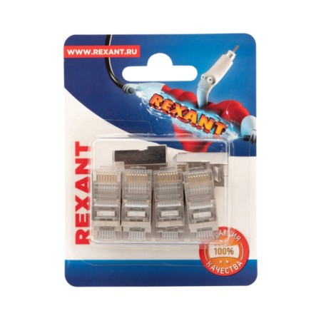 The network LAN connector to the cable, the 8p8s plug (RJ-45), under the squeeze, in the screen, 10pcs. Rexant-1
