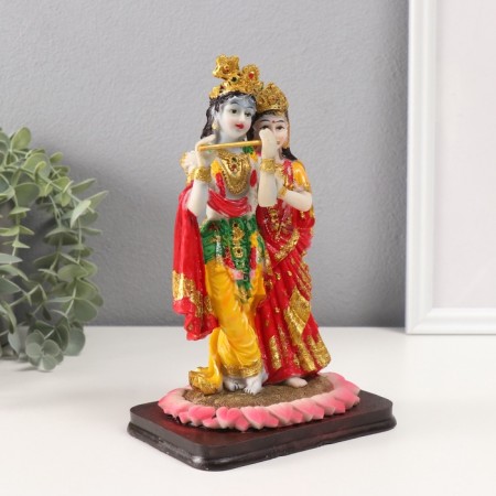 Souvenir Polystone "Radha and Krishna" red-yellow 10.5x13x22 cm-1