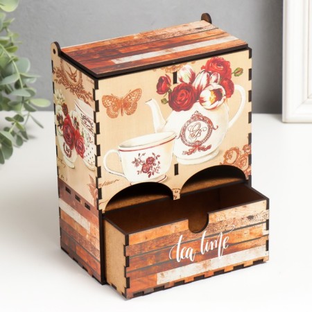 Tea house double with the "Flowers" box 20x8.7x15.2 cm-1