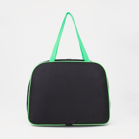 Sports bag with lightning, without lining, external pocket, black/green color-1