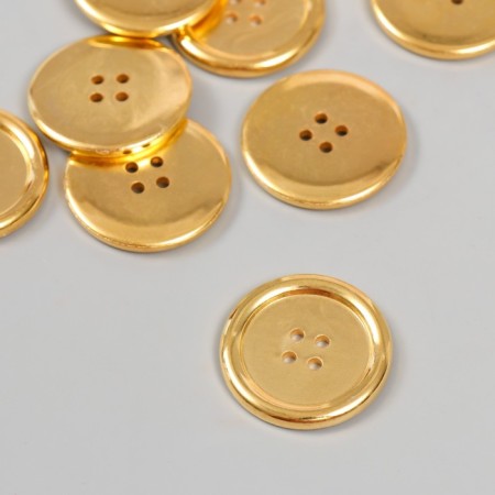 Buttons plastic 4 punctures "gold" 3x3 cm set 10 pcs