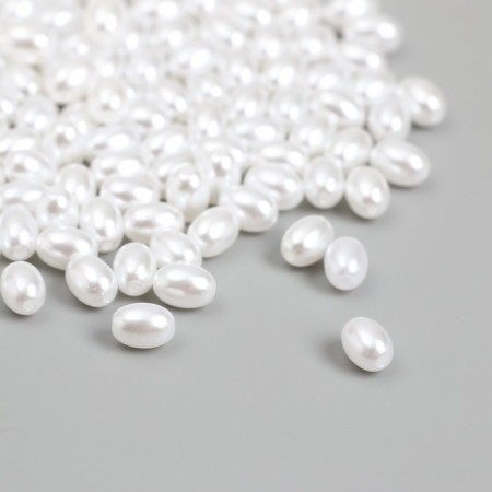 Beads for creativity plastic "Pearls White oval" set 20 grams 0.5x0.5x0.7 cm