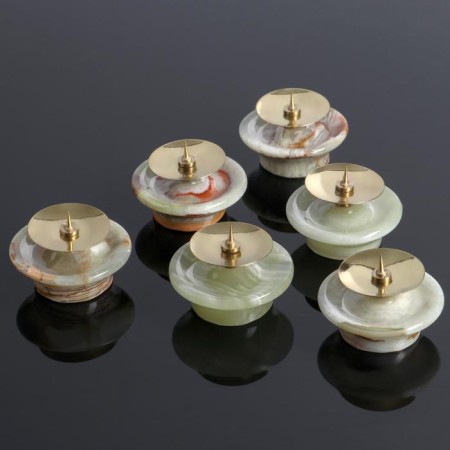 Set of candlesticks with a needle, 6pcs, onyx