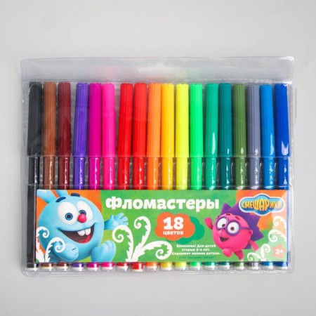 Фломастеры 18 цветов СМЕШАРИКИ "Крош и Ежик"-3
